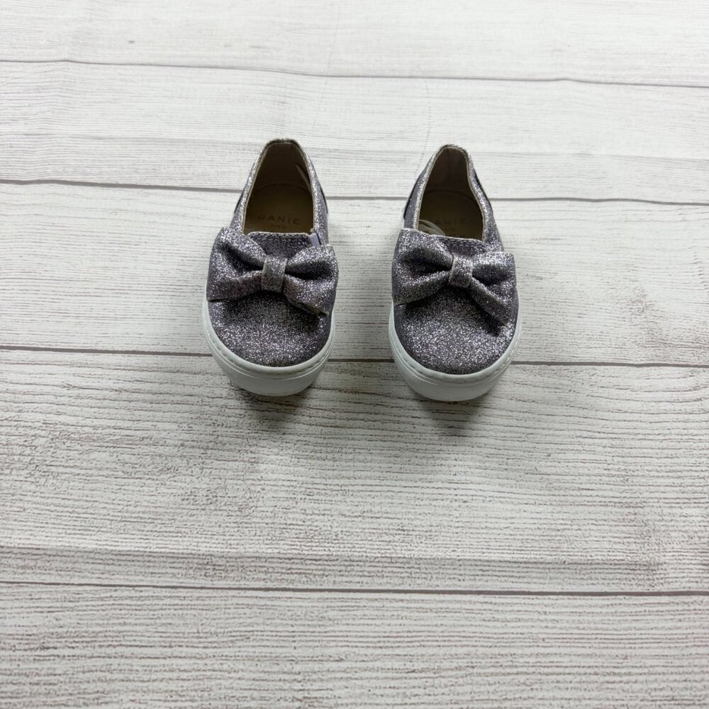 Janie and Jack Toddler Slip On Shoes Purple Glitter Bow Sneakers 5
